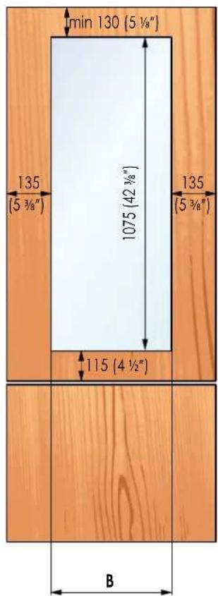 min 130 (5 ½") 135 (5 ¾") 1075 (42 ¾") 135 (5 ¾") 115 (4 ½") B
