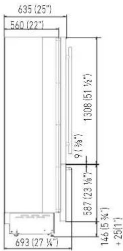 635 (25") 560 (22") 1308 (51 ½") 9 (¾") 587 (23 ½") 146 (5 ¾) + 25(1)