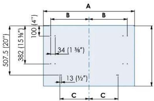 A B B (4") 100 382 (15 ½") 34 (1 ¾") 13 (½") C C