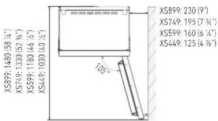 XS899:1480/58 (4/7") XS749:1330/52 (3/8") XS599:1180/46 (2/7) XS449:1030/40 (1/7) XS899:230 (9') XS749:195 (7 3/8') XS599:160 (6 4/8') XS449:125 (4 3/8') 10% XS899:1480/58 (4/7) XS749:1330/52 (3/8) XS599:1180/46 (2/7) XS449:1030/40 (1/7)