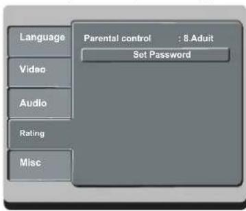 PHILIPS DVP3747 - Using the Rating setup menu - 1
