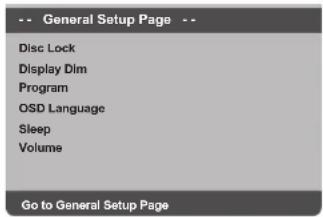 PHILIPS DVP3028 - General Setup menu - 1