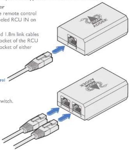 ER the remote control reled RCU IN on and 1.8m link cables socket of the RCU socket of either control HADGV witch.