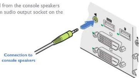 from the console speakers on audio output socket on the Connection to console speakers