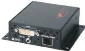 Black electronic device with I/O port, ports, and a red emblem on top (no readable text or symbols)