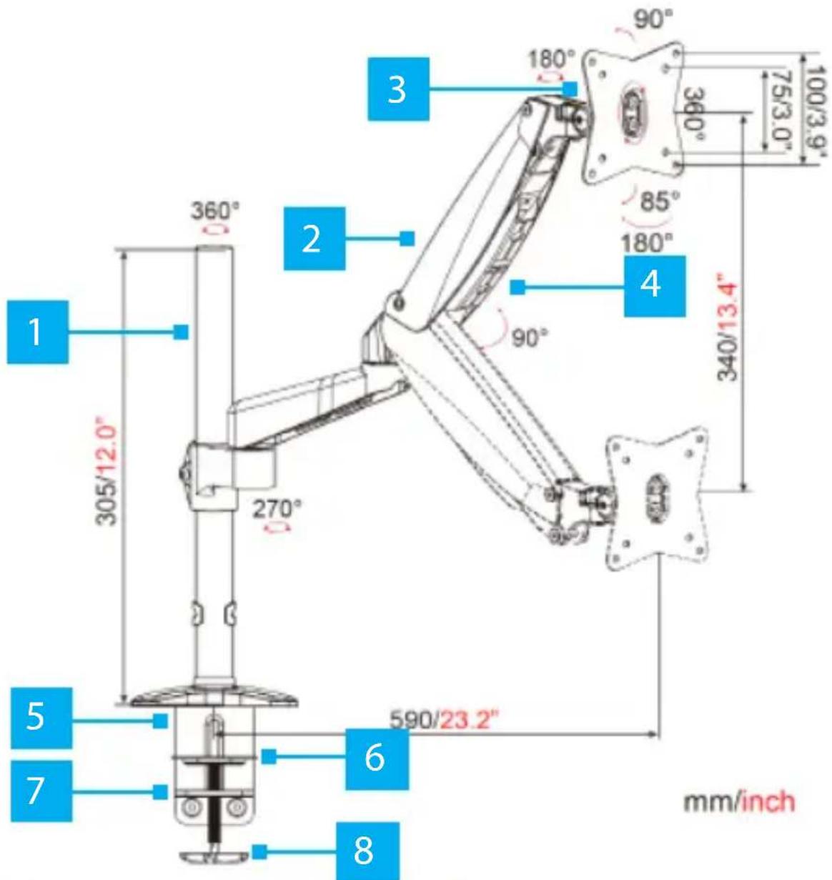 StarTech.com ARMPIVOTE2 - Product Diagram - 1