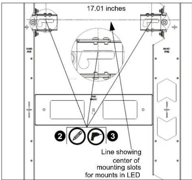 17.01 inches HAMD 2 HAMD 2 Line showing center of mounting slots for mounts in LED