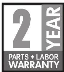 2 YEAR PARTS + LABOR WARRANTY