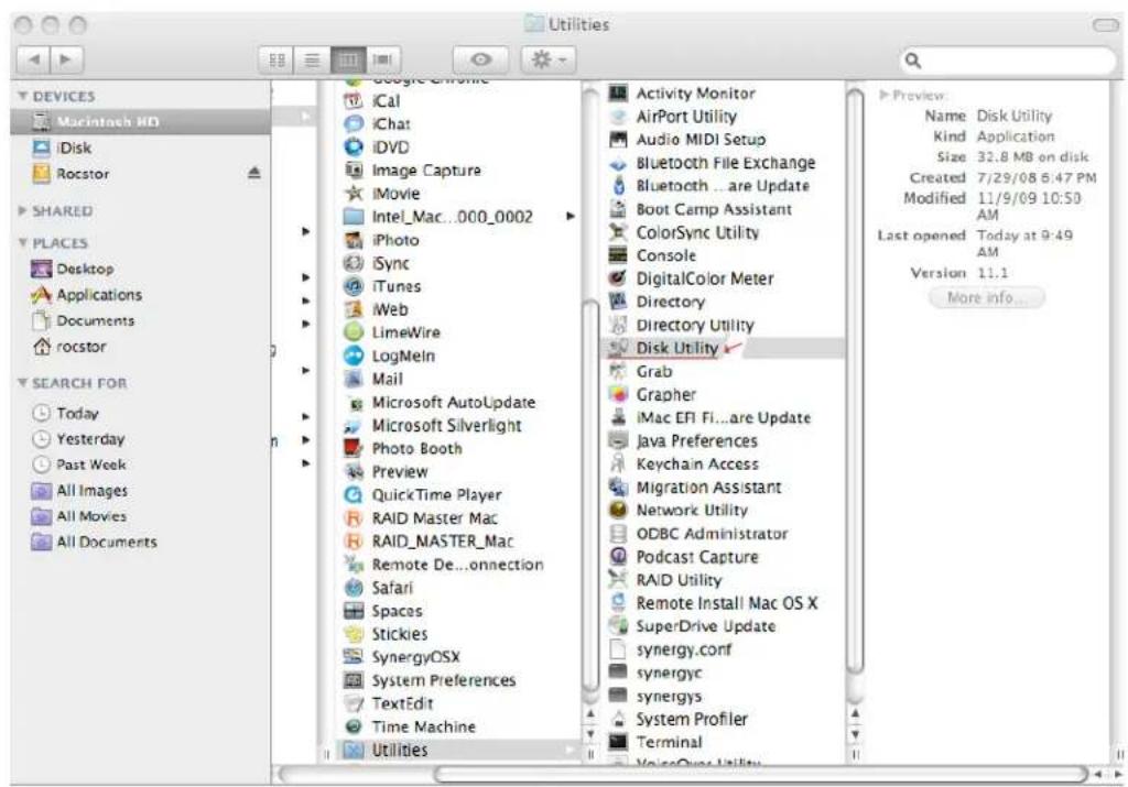 Rocstor CommanderX EC31 - In the "Utilities" menu, click on the "Disk Utility" icon (figure 4.0.) - 1