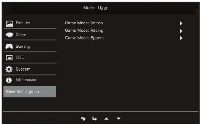ACER AOPEN 21E1Y - Save Setting to...(User mode only) - 1