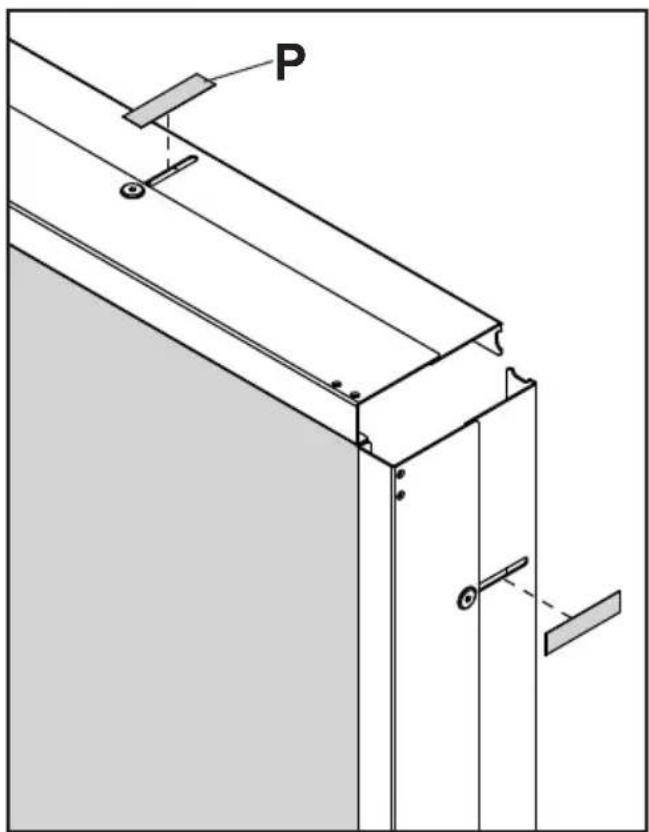 Technical line drawing of a structural frame with labeled component 'P' and connection points (no text or symbols beyond label)