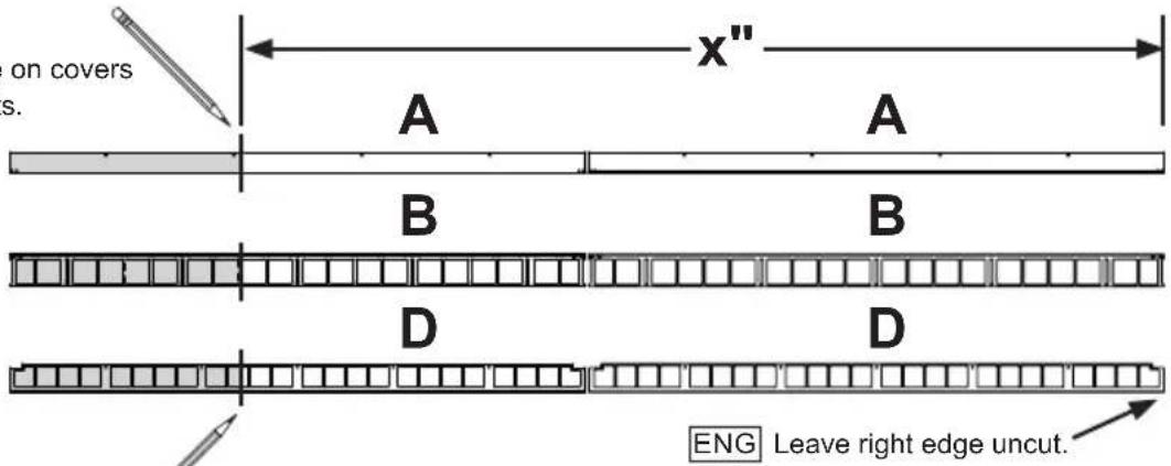 on covers s. A x" A B B D D ENG Leave right edge uncut.