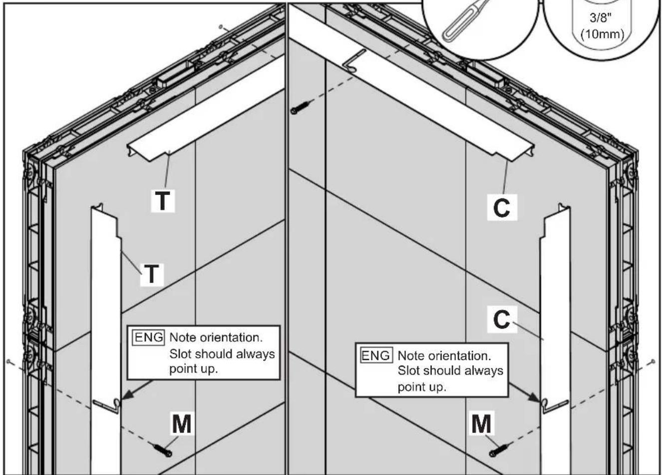 T C 3/8" (10mm) T C ENG Note orientation. Slot should always point up. M M ENG Note orientation. Slot should always point up.