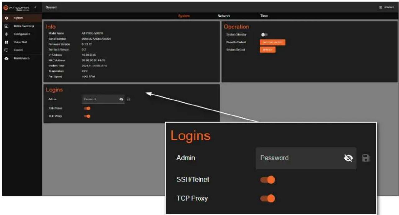 Atlona AT-PRO5-MX810 - Changing the Administrator Password - 1