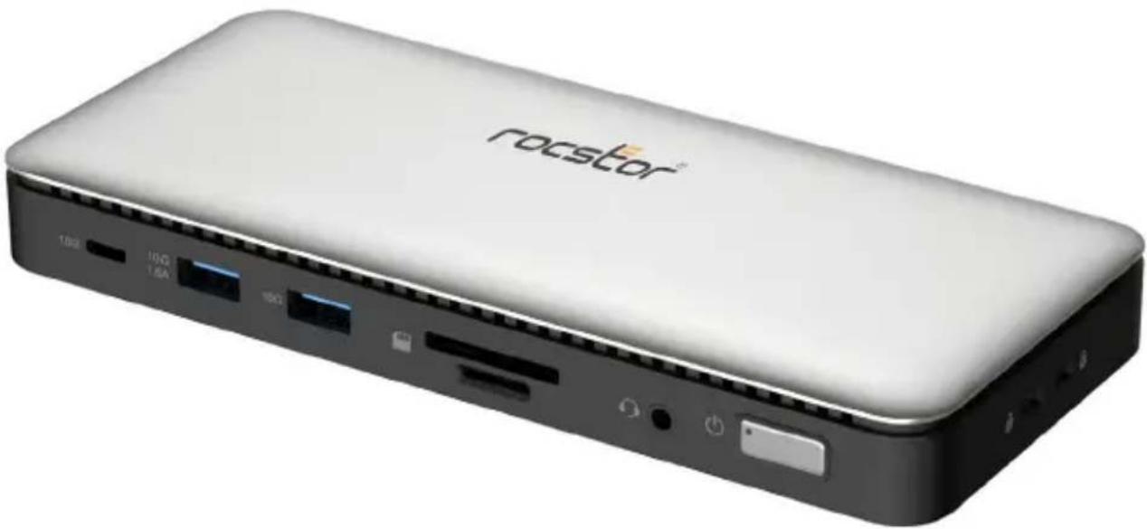 Rocstor Y10P027-S1 - Rocstor Premium RD15 USB-C 11-in-1 Tripple Display Docking Station with DP 1.4 Alt Mode - 1