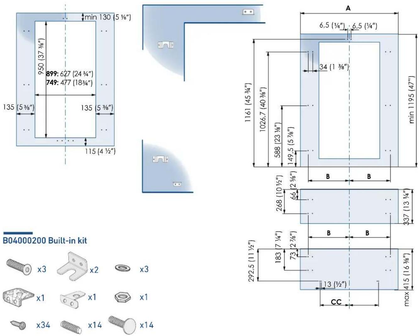 Fhiaba XS7490TWT3A - Decorative panels layout for Fridge with glass door and two Bottom-Drawers (OH) - 2