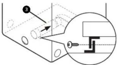 Technical diagram showing a mechanical assembly with labeled components and a magnified inset of a component detail.