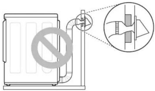 Diagram showing a device with a prohibition symbol and an inset close-up of its internal structure, likely illustrating a safety or mechanical hazard.