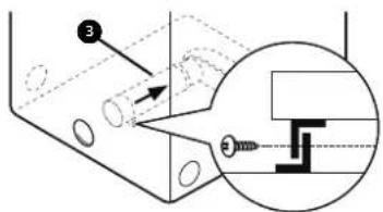Technical diagram showing a mechanical assembly with labeled components and an inset magnified view of a bracket detail.