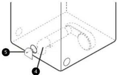 Diagram of a container with labeled parts, showing internal structure and numbered annotations