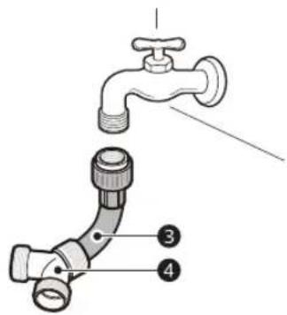 Diagram of a faucet with labeled parts, showing parts numbered 3 and 4 for identification.