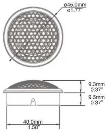 ø45.0mm ø1.77" 9.3mm 0.37" 9.5mm 0.37" 40.0mm 1.58"