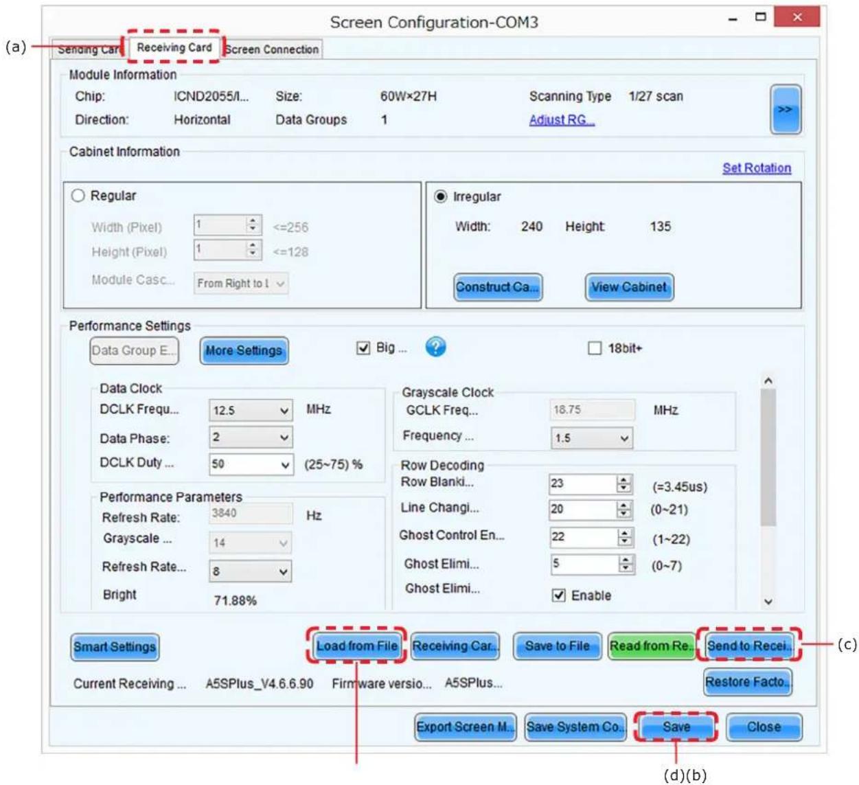 NEC LED-FA038i2 - Receiving card settings - 1