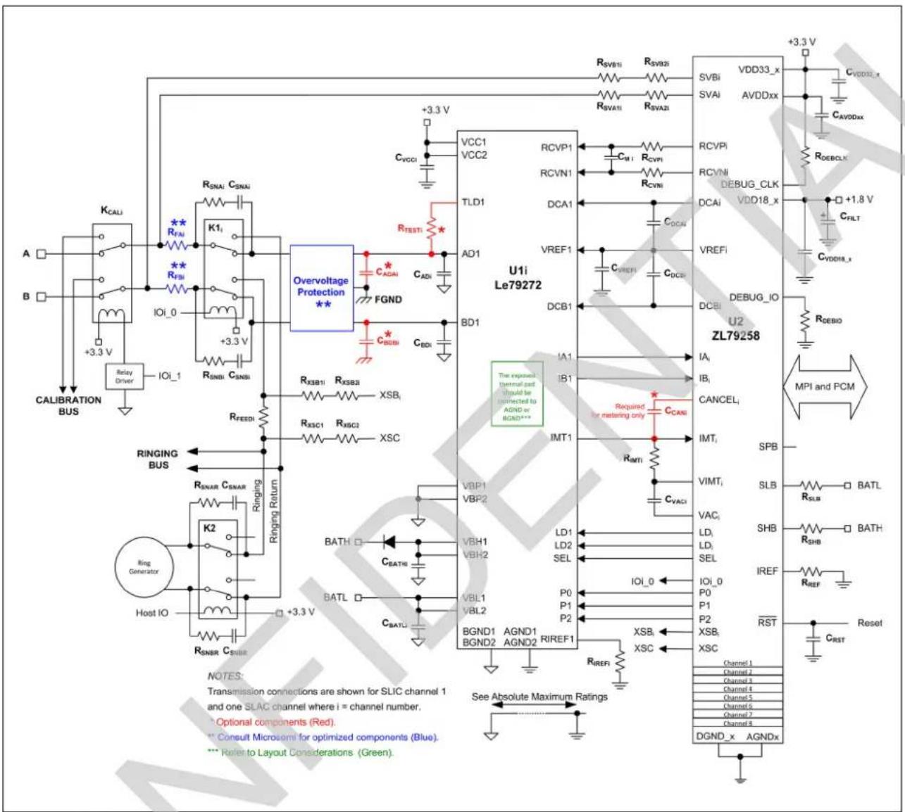 Microchip LE79234 - Configuration F External Ringing Application Circuits - 1
