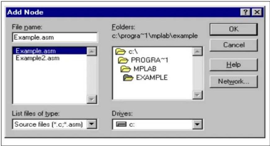 Microchip PIC16C781 - Add First Source File Node - 1