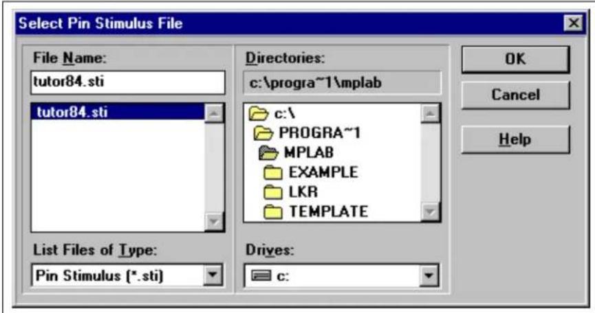 Microchip PIC17C752 - Pin Stimulus File example - 1