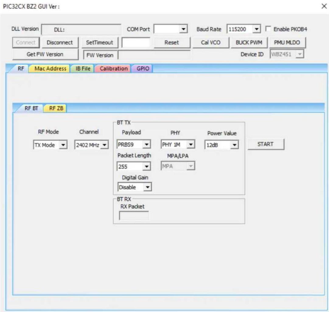 Microchip WBZ450PE - Click START to transmit the Bluetooth Low Energy packet. - 1