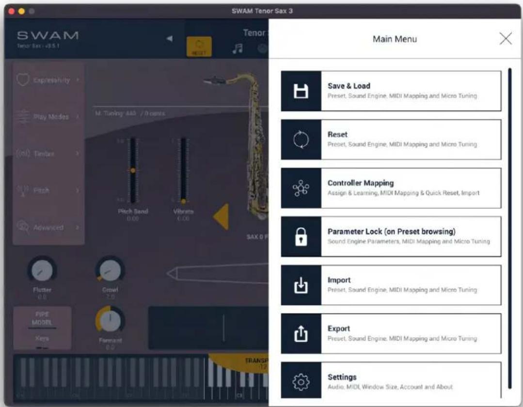 Audio Modeling SWAM Flutes Upgrade - Main menu - 1