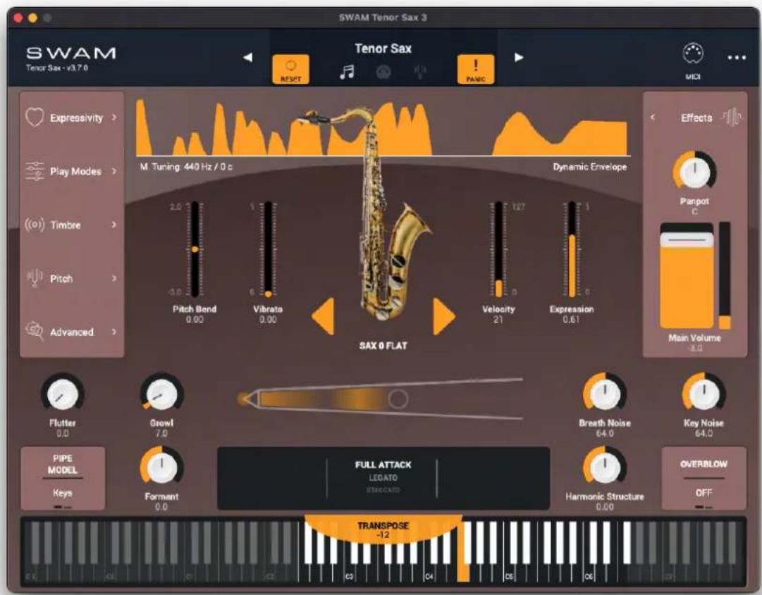 Audio Modeling SWAM Flutes Upgrade - Main window - 1