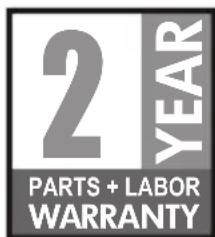 2 YEAR PARTS + LABOR WARRANTY