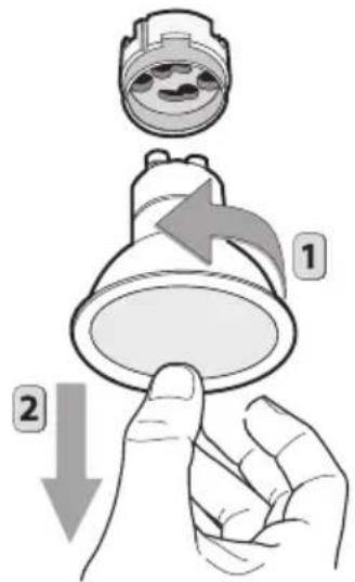 Diagram showing a hand holding a bulb with labeled parts and directional arrows indicating process steps.