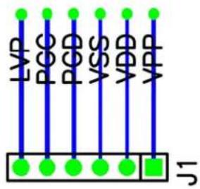 Microchip MCP48FVB18 - PICkit Serial or In-Circuit Serial Programming (ICSP) Interface (Header J1) - 6