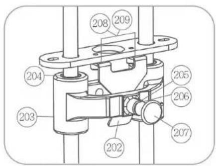 Technical diagram of a mechanical assembly with numbered components for identification