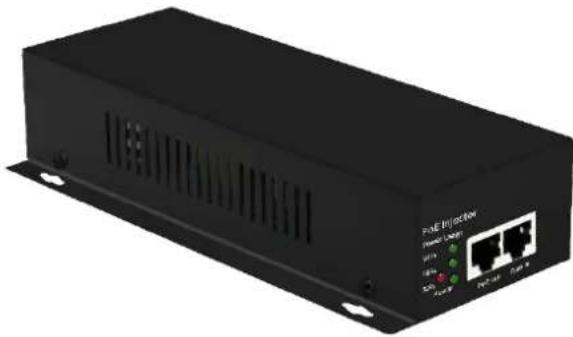 Black rectangular electronic device with ports and ventilation slots, no visible text or symbols on the body