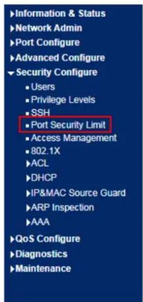 AIRLIVE IGM-642BT-1.25G - Port Security Limit - 1