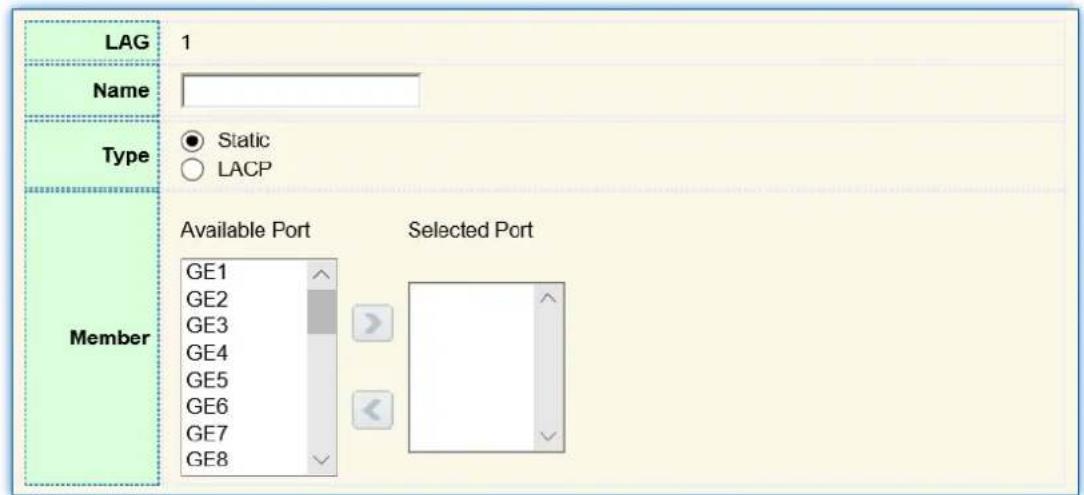 AIRLIVE L3POE-XGS4804-400 - Edit Link Aggregation Group - 1