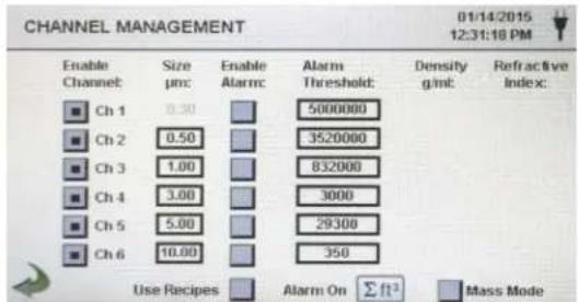 PCE Instruments PQC 21 - Channel Management Screen - 1
