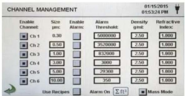 PCE Instruments PQC 21 - Channel Management Screen - 4