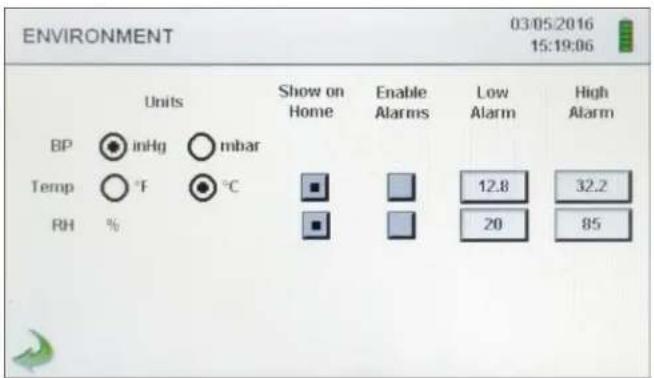 PCE Instruments PQC 20 - Environment Setting Screen - 1