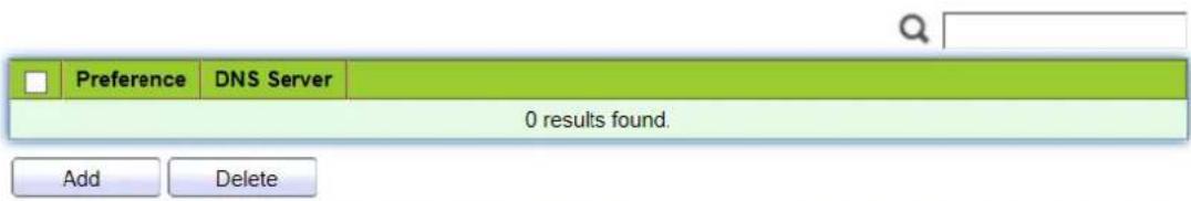 Preference DNS Server 0 results found. Add Delete