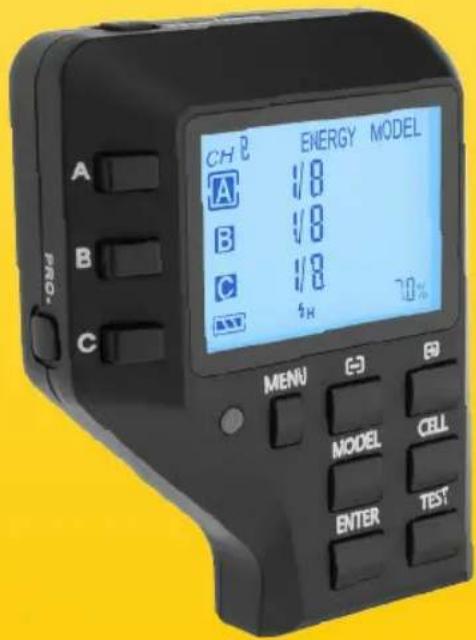 CH2 ENERGY MODEL A 1/8 B 1/8 C 1/8 5Hz 70% PRO. C MENU C-3 B MODEL CELL ENTER TEST