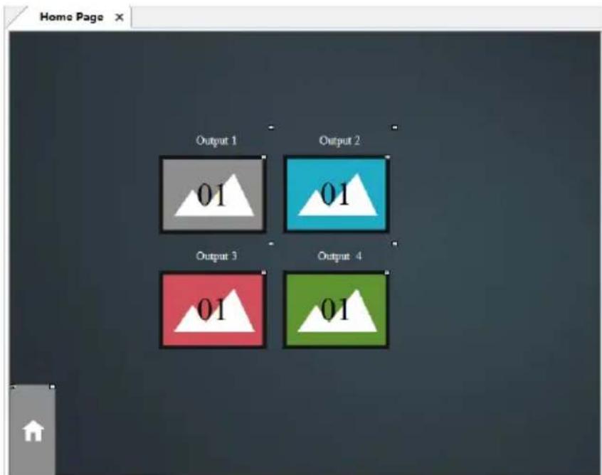 Home Page Output 1 Output 2 01 01 Output 3 Output 4