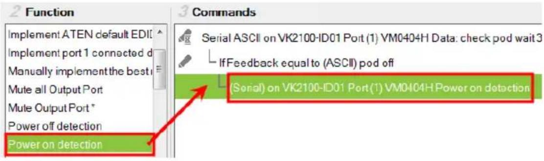 2 Function Implement ATEN default EDI Implement port 1 connected d Manually implement the best Mute all Output Port Mute Output Port * Power off detection Power on detection 3 Commands Serial ASCII on VK2100-ID01 Port (1) VM0404H Data: check pod wait 3 If Feedback equal to (ASCII) pod off (Serial) o…