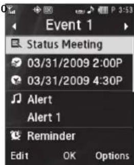 SAMSUNG Messager II - Use the following options and navigation keys to move around within the calendar: - 1
