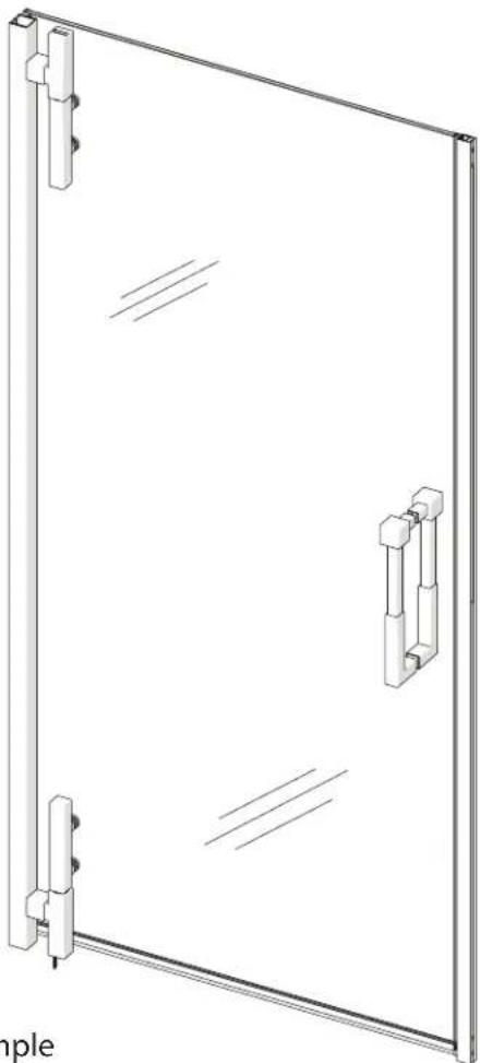 Technical line drawing of a door frame with adjustable side connectors (no text or symbols)