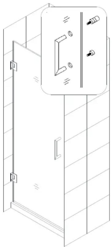 DreamLine Unidoor Plus SHDR-24283634-04 - Mount the Handle (02) to the Door Glass (01). - 1